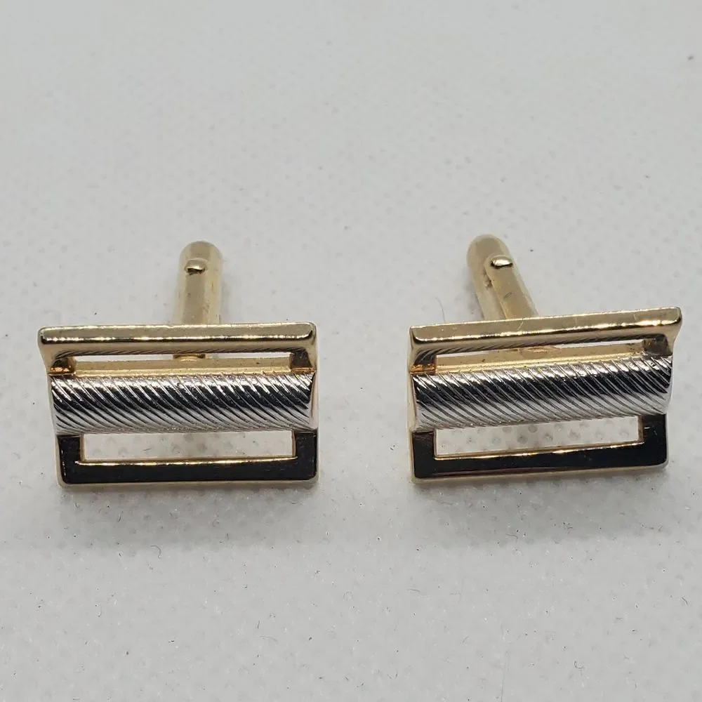 Swank Gold Tone & Silver Tone Cuff Links